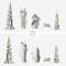 Glitzhome® 5-Piece White & Gold Resin Holy Family with Christmas Trees Set